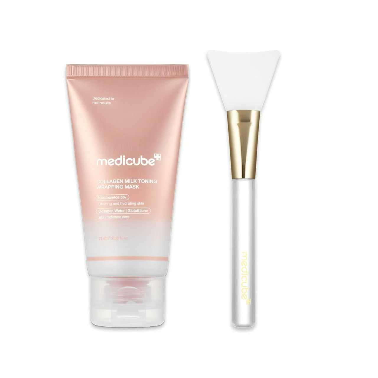 medicube Collagen Milky Glazed Wrapping Mask & Jelly Brush Duo | Daytime Wrapping Mask