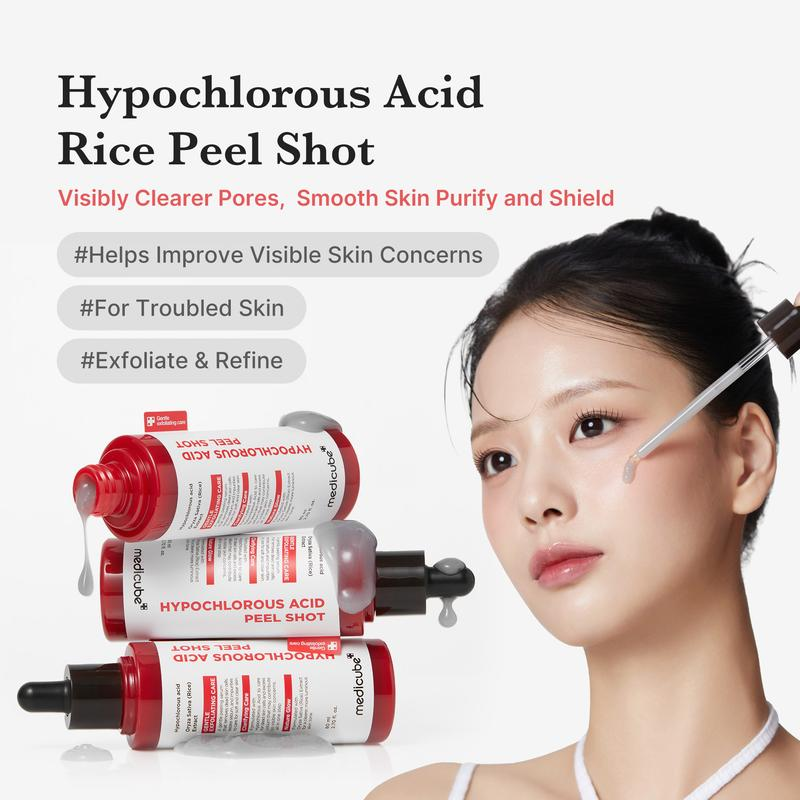 Hypochlorous Acid Rice Peel Shot Duo For Face & Body |Gentle Exfoliating Serum for Dead Skin Cells & Pore Care