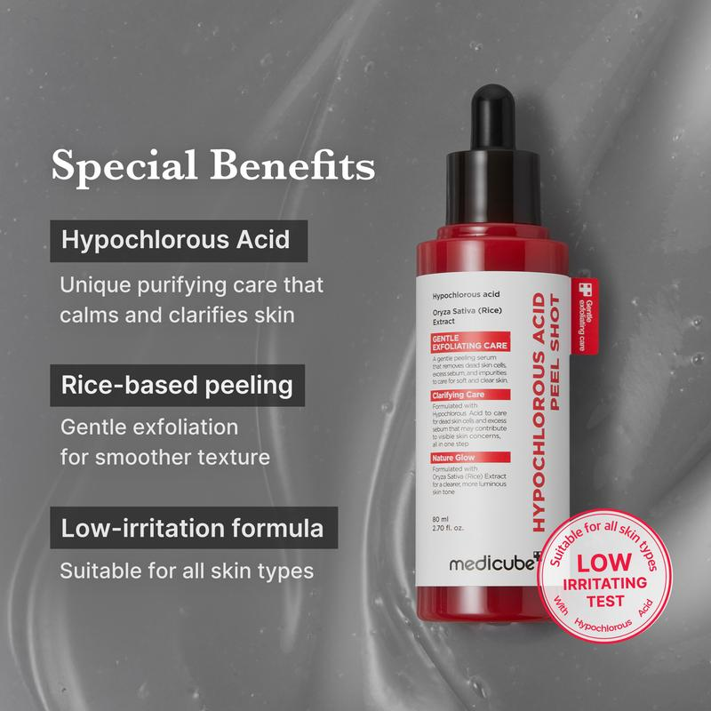 Hypochlorous Acid Rice Peel Shot Duo For Face & Body |Gentle Exfoliating Serum for Dead Skin Cells & Pore Care