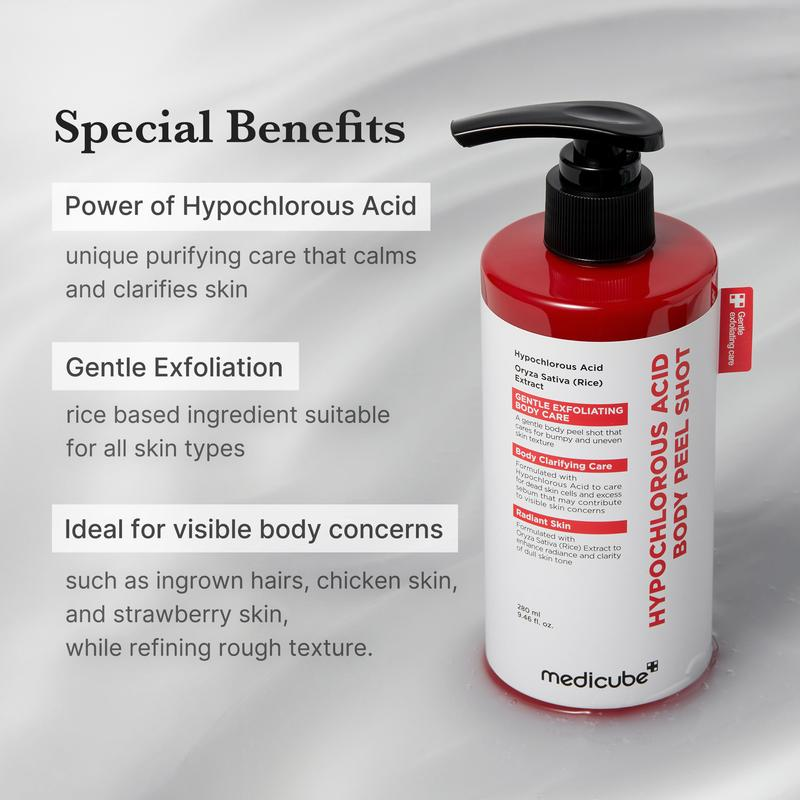 Hypochlorous Acid Rice Peel Shot Duo For Face & Body |Gentle Exfoliating Serum for Dead Skin Cells & Pore Care