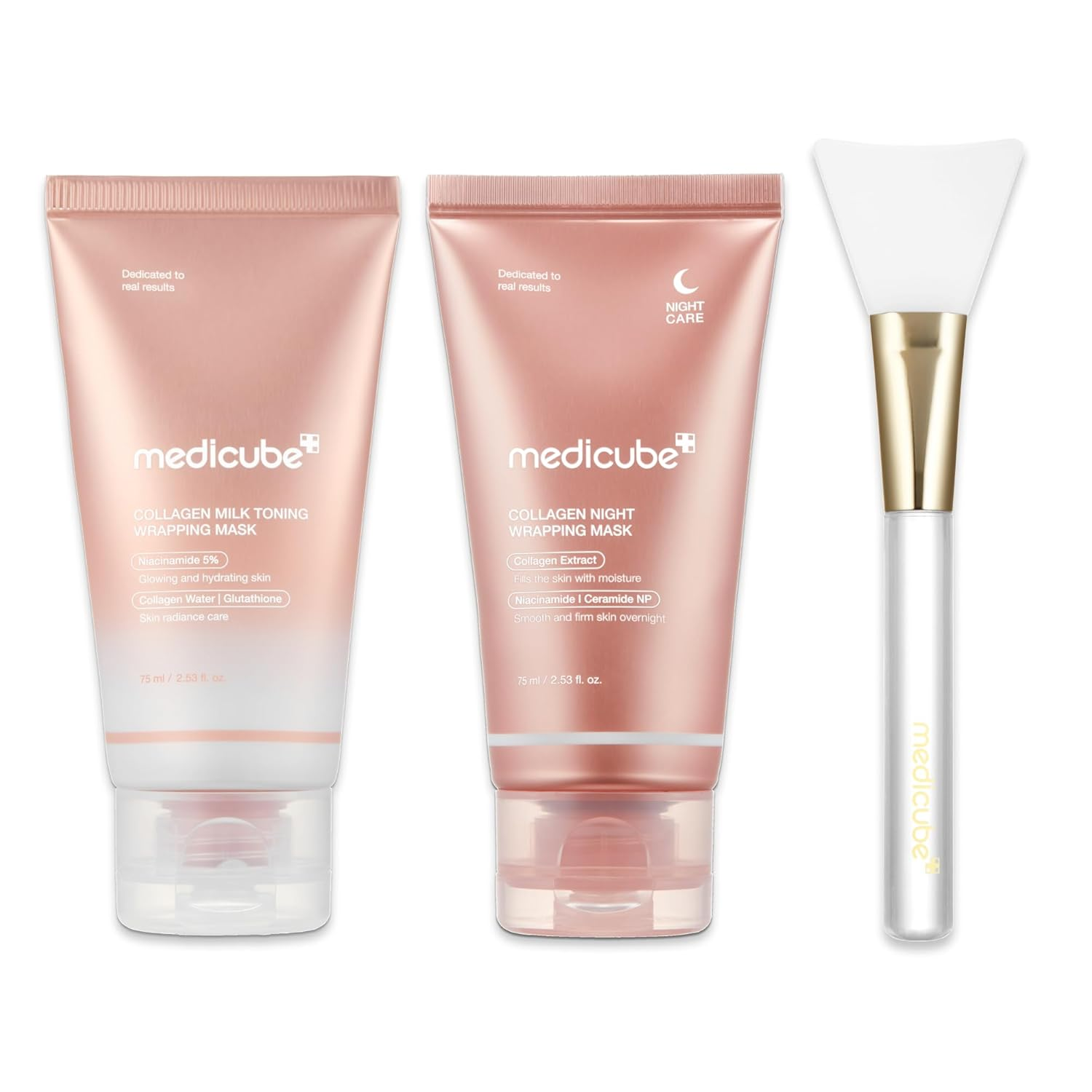 medicube Collagen Milky Glazed Wrapping Mask & Jelly Brush Duo | Daytime Wrapping Mask
